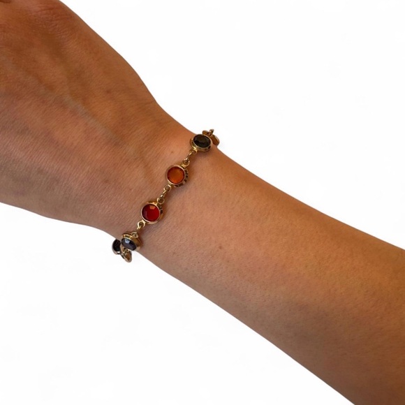 Vintage Bezel Set Austrian Crystal Link Bracelet Estate - Picture 5 of 6